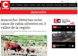 Senasa – Diario Correo: Ayacucho: Detectan ocho casos de rabia silvestre en 3 valles de la región