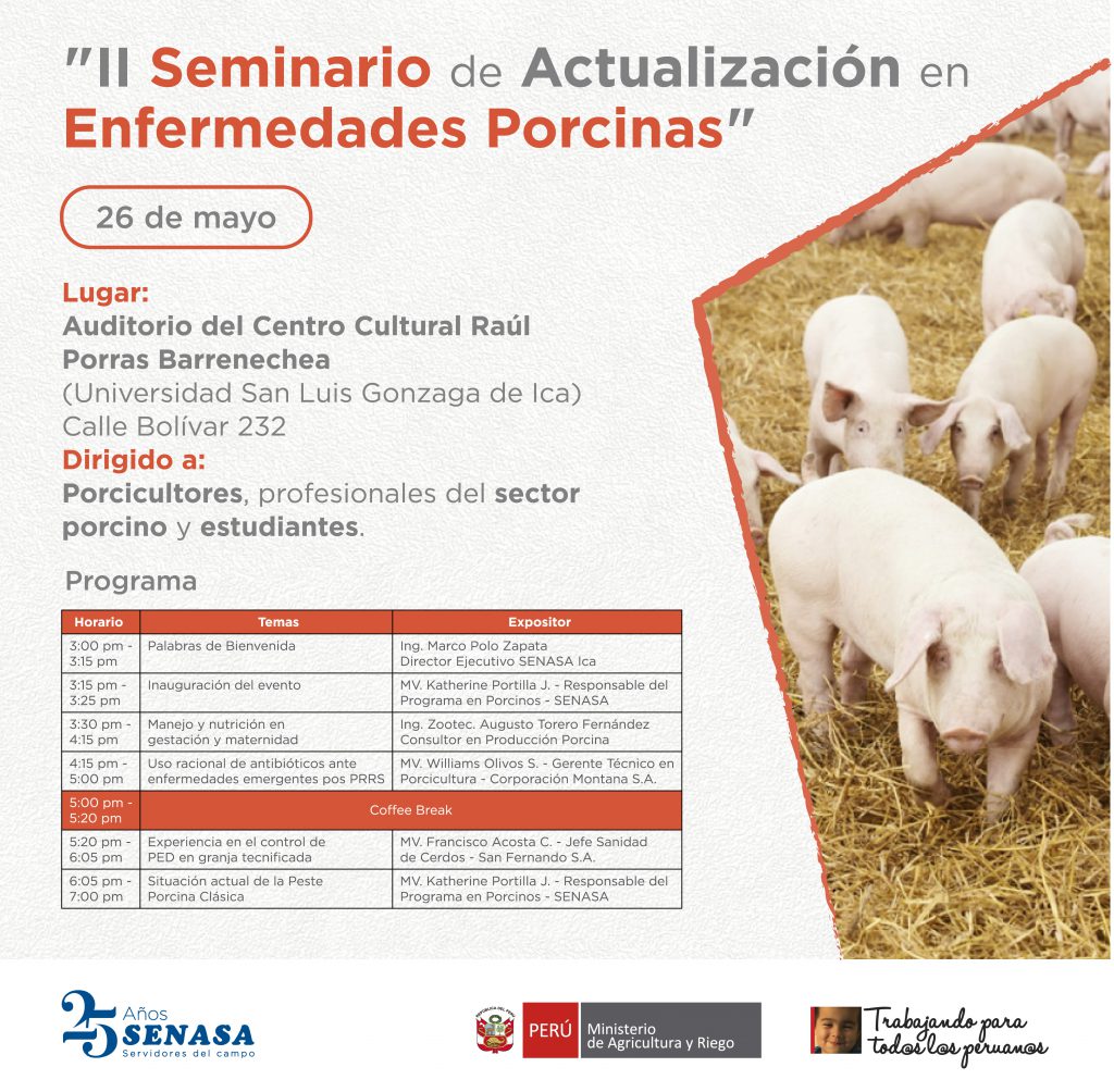 Senasa organiza II Seminario de Actualización en Enfermedades Porcinas