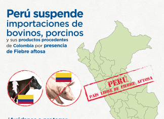 Perú suspende importación de carnes de Colombia por brote de Fiebre Aftosa