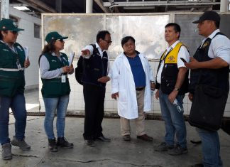 Senasa, PNP y Fiscalía inspeccionan condiciones sanitarias de matadero de Yerbateros